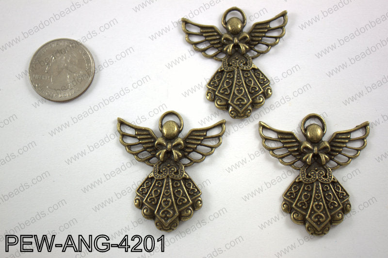 Pewter angel pendant bronze 39x42mmPEW-ANG-4201