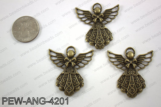 Pewter angel pendant bronze 39x42mmPEW-ANG-4201