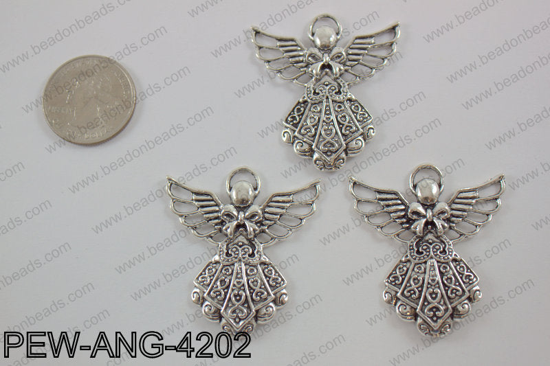 Pewter angel Pendant silver 39x42mmPEW-ANG-4202