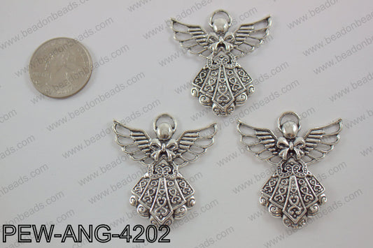 Pewter angel Pendant silver 39x42mmPEW-ANG-4202