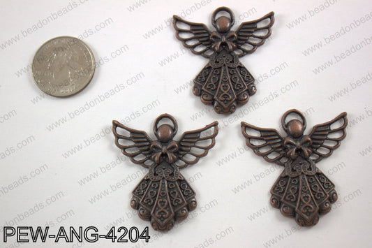 Pewter angel pendant copper 39x42mmPEW-ANG-4204