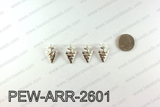 Pewter Arrow charms 26x15mm, Silver PEW-ARR-2601