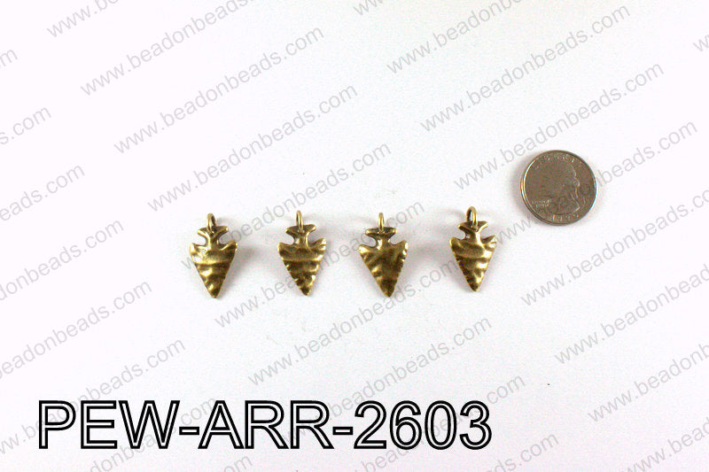 Pewter Arrow charms 26x15mm, Bronze PEW-ARR-2603