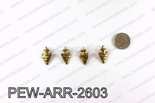 Pewter Arrow charms 26x15mm, Bronze PEW-ARR-2603