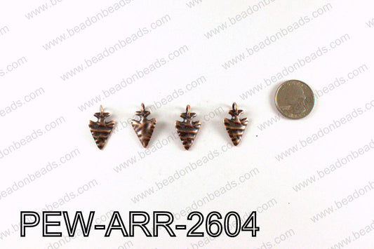 Pewter Arrow charms 26x15mm, Copper PEW-ARR-2604