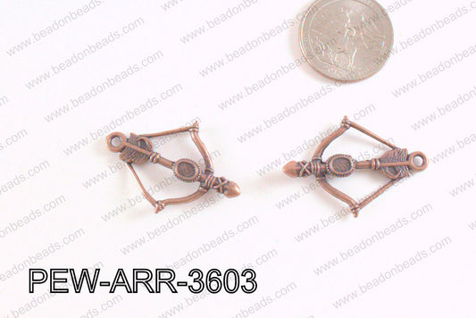 Pewter Arrow Charms Copper 25x36mm PEW-ARR-3603