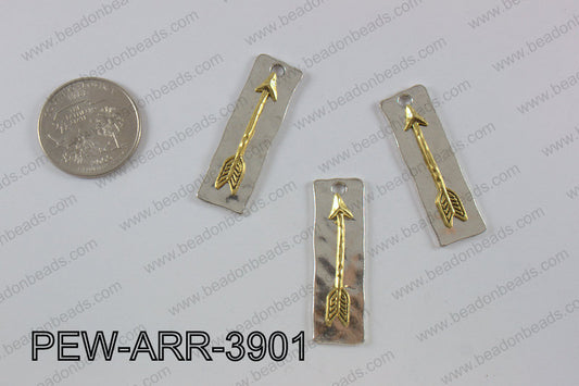 Pewter arrow bar pendant 11x 39 mm PEW-ARR-3901
