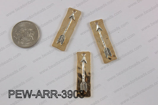 Pewter arrow bar pendant 11x 39 mm PEW-ARR-3903