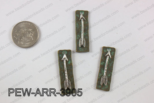 Pewter arrow bar pendant 11x 39 mm PEW-ARR-3905