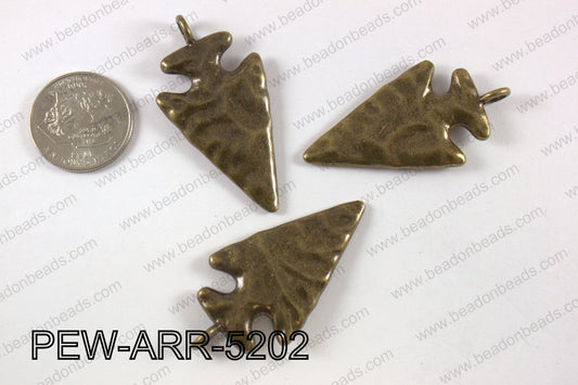Pewter arrow pendant 27x52 mm, brass PEW-ARR-5202