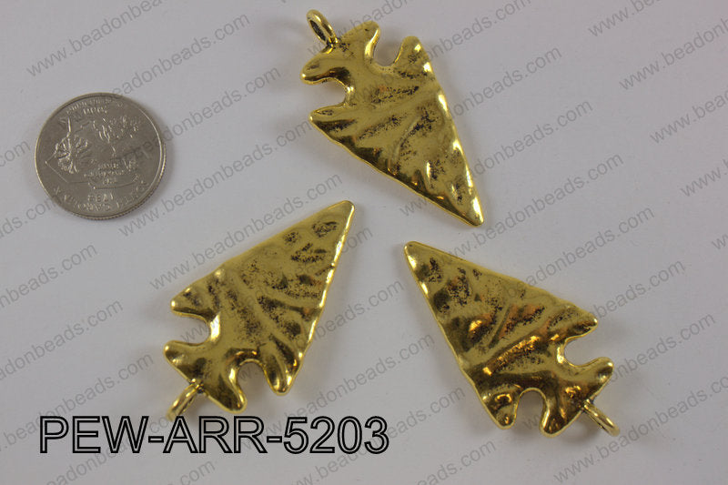 Pewter arrow pendant 27x52 mm, gold PEW-ARR-5203
