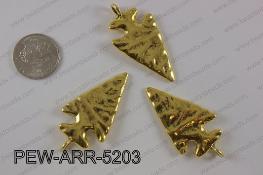 Pewter arrow pendant 27x52 mm, gold PEW-ARR-5203