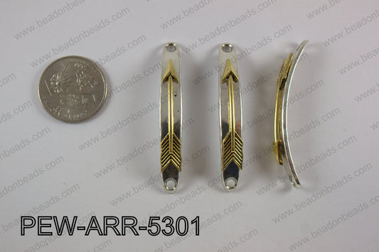 Pewter arrow bar connector 7x53 mm PEW-ARR-5301