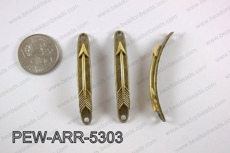 Pewter arrow bar connector 7x53 mm PEW-ARR-5303