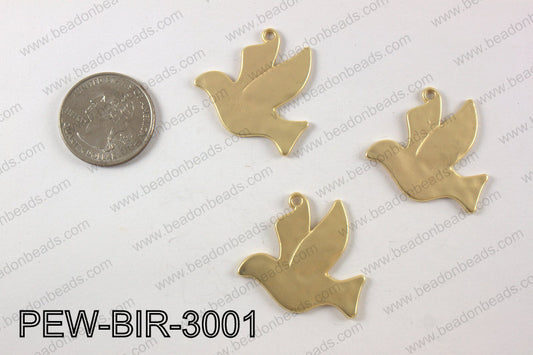 Pewter bird charm 30x35 mm, matte gold PEW-BIR-3001