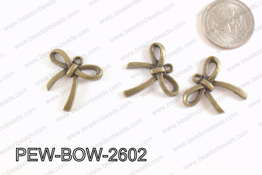 Pewter Bow Pendant Bronze 26x25mm PEW-BOW-2602