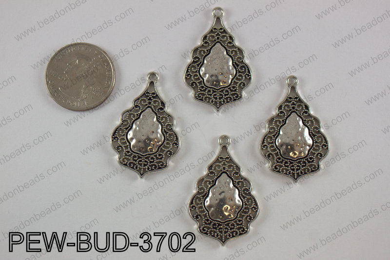 Pewter charm 24x38 mm, anti silver PEW-BUD-3702