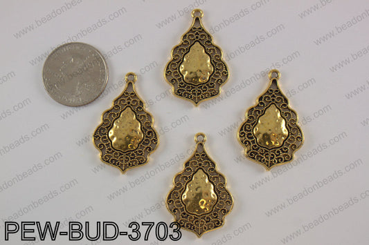 Pewter charm 24x38 mm, gold PEW-BUD-3703