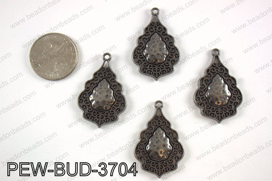 Pewter charm 24x38 mm, gun metal PEW-BUD-3704