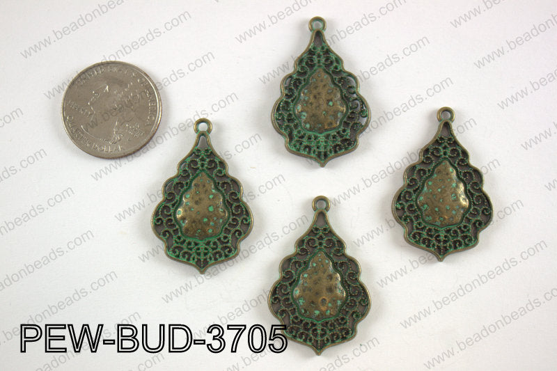 Pewter charm 24x38 mm, patina finish PEW-BUD-3705