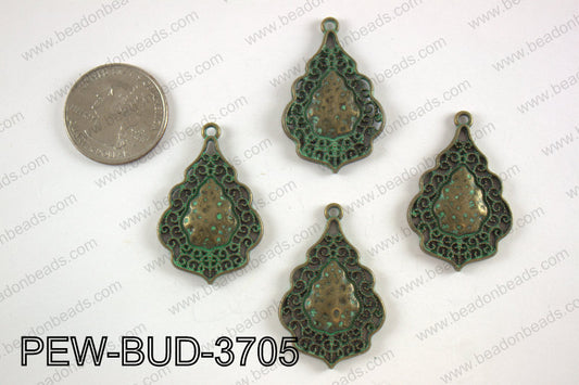 Pewter charm 24x38 mm, patina finish PEW-BUD-3705