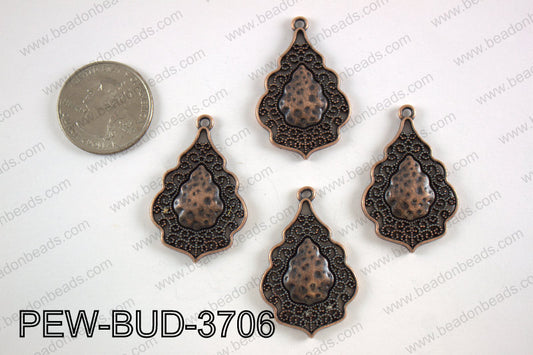 Pewter charm 24x38 mm, copper PEW-BUD-3706