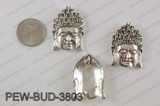 Pewter buddha pendant 26x38 mm, silver PEW-BUD-3803