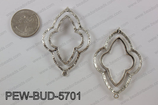 Pewter connector 40X 57 mm, anti silver PEW-BUD-5701