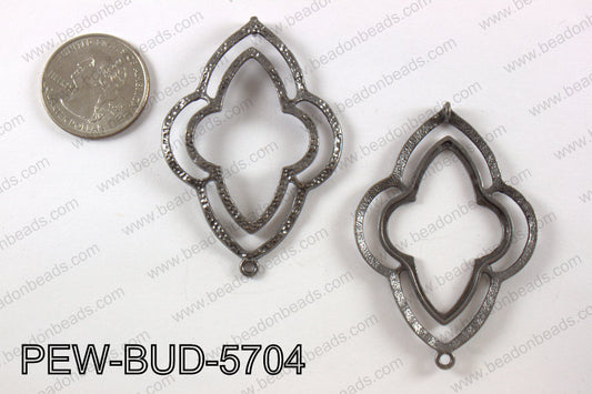 Pewter connector 40X 57 mm, gun metal PEW-BUD-5704
