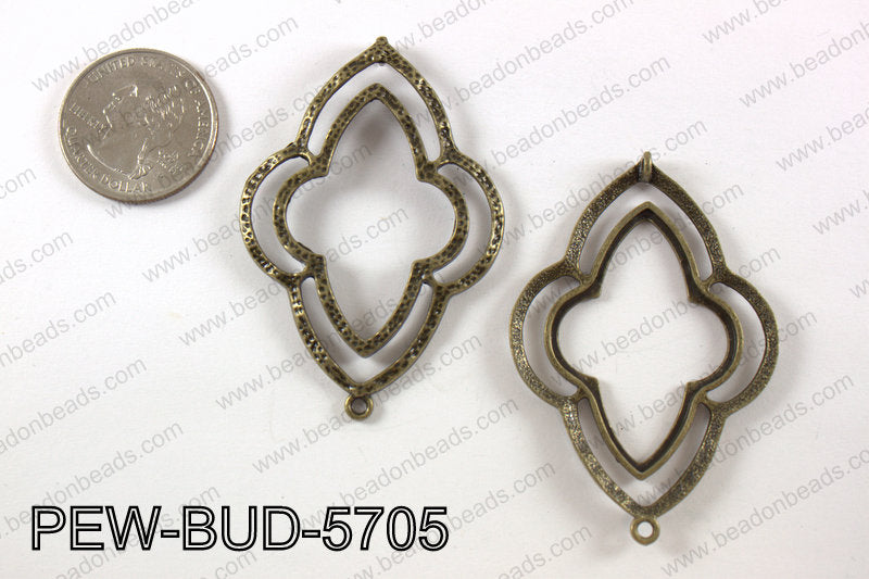 Pewter connector 40X 57 mm, brass PEW-BUD-5705