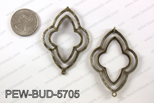 Pewter connector 40X 57 mm, brass PEW-BUD-5705