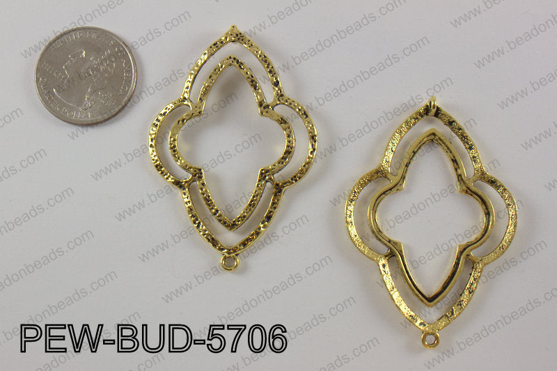 Pewter connector 40X 57 mm, gold PEW-BUD-5706