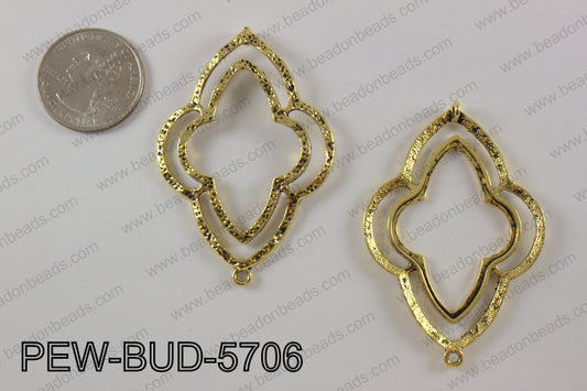 Pewter connector 40X 57 mm, gold PEW-BUD-5706