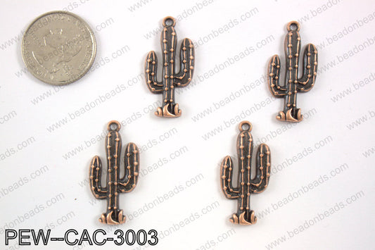 Pewter cactus charm 15x30mm, copperPEW-CAC-3003