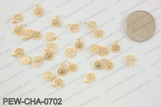 Pewter tiny coin charms 7mm, KC gold PEW-CHA-0702