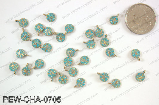 Pewter tiny coin charms 7mm, patina PEW-CHA-0705