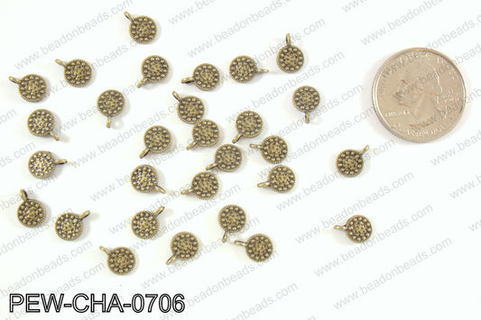 Pewter tiny coin charms 7mm, bronze PEW-CHA-0706
