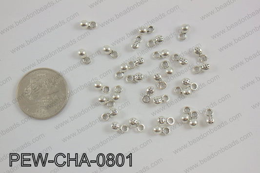 Pewter charm 4x8mm, silver PEW-CHA-0801