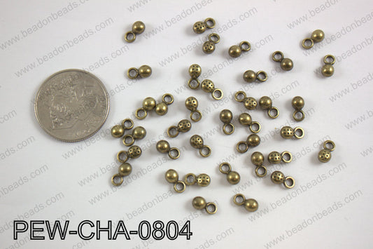 Pewter charm 4x8mm, brass PEW-CHA-0804
