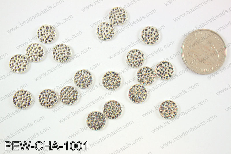 Pewter coin charms 10mm, silver PEW-CHA-1001