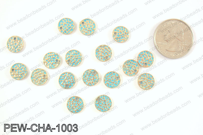 Pewter coin charms 10mm, patina PEW-CHA-1003