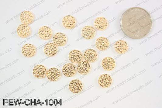 Pewter coin charms 10mm, KC gold PEW-CHA-1004