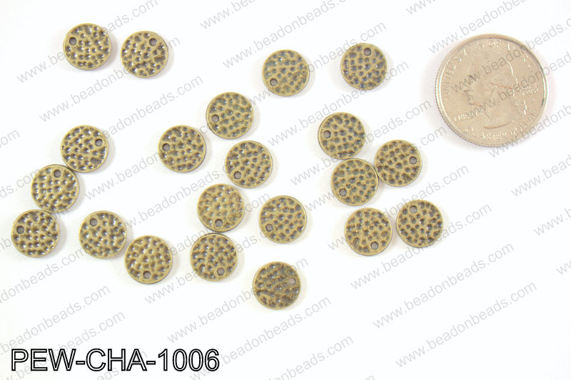 Pewter coin charms 10mm, bronze PEW-CHA-1006