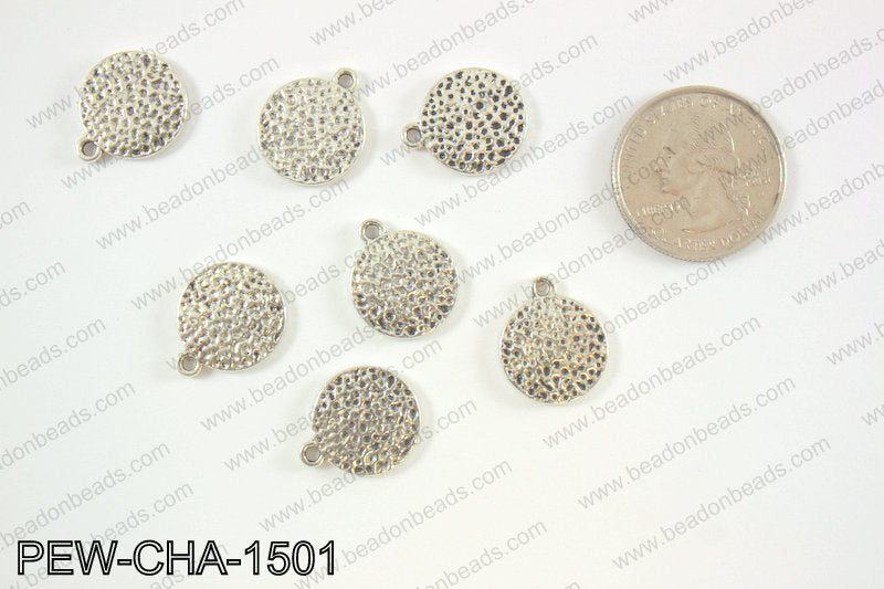 Pewter coin charms 15mm, silver PEW-CHA-1501