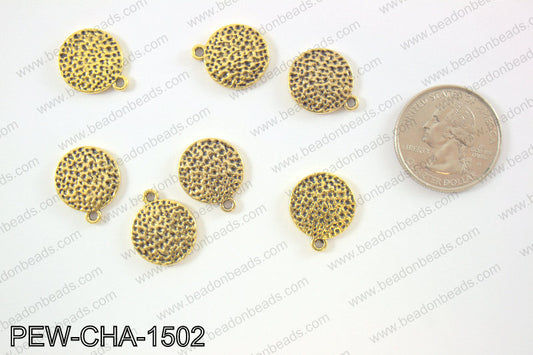 Pewter coin charms 15mm, gold PEW-CHA-1502