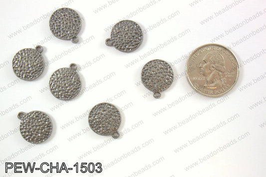 Pewter coin charms 15mm, gunmetal PEW-CHA-1503