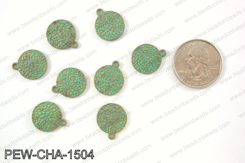 Pewter coin charms 15mm, patina PEW-CHA-1504