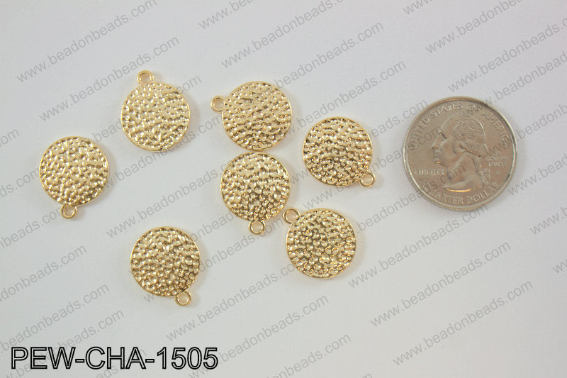 Pewter coin charms 15mm, KC gold PEW-CHA-1505