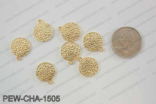 Pewter coin charms 15mm, KC gold PEW-CHA-1505
