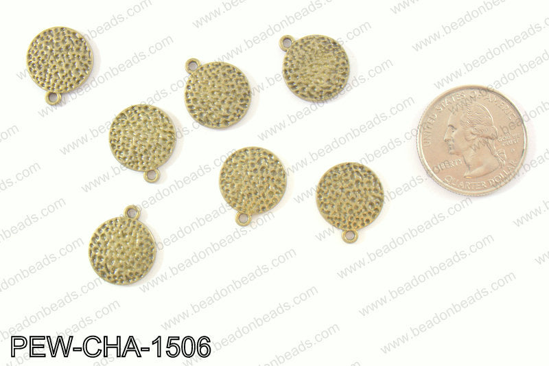 Pewter coin charms 15mm, bronze PEW-CHA-1506